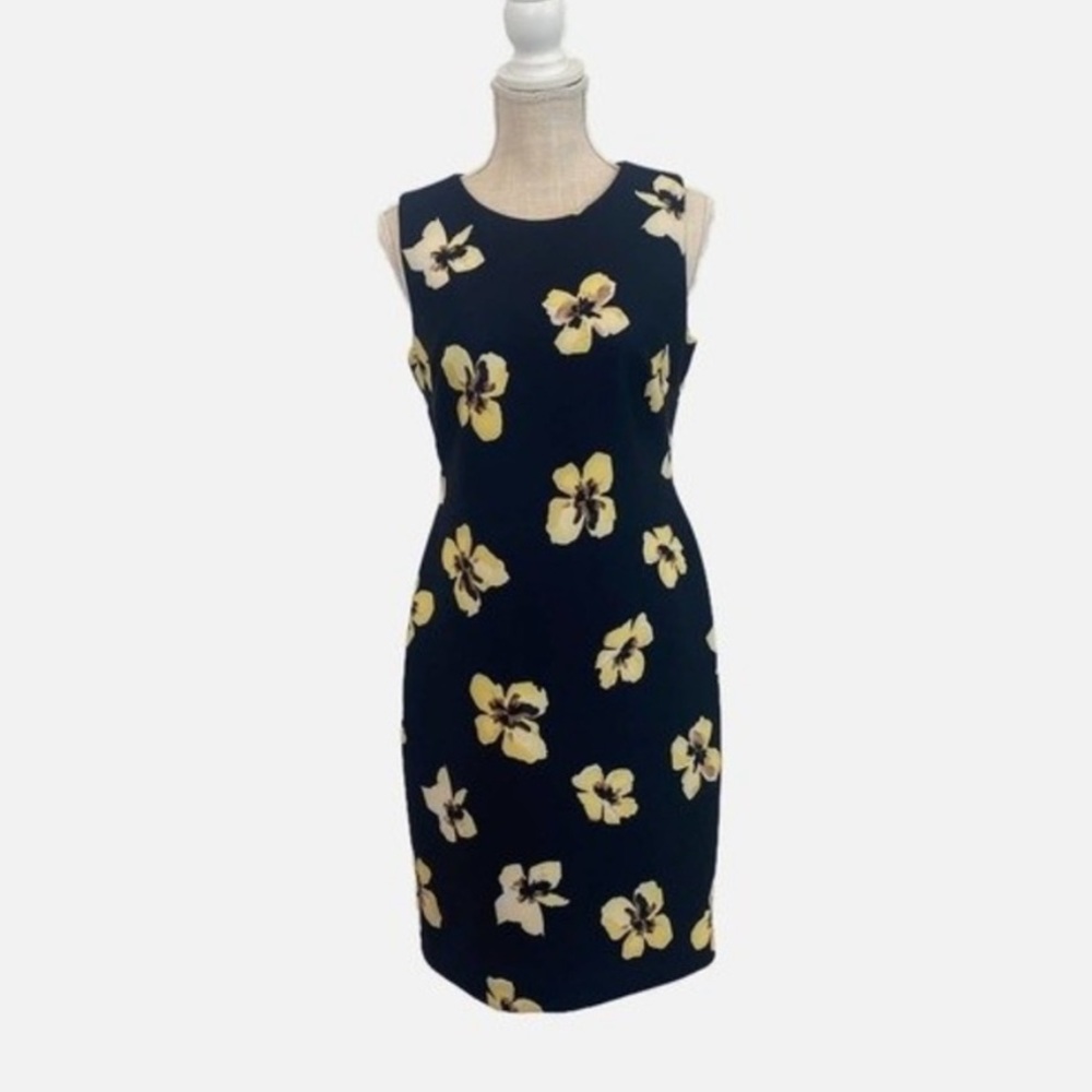 Tommy Hilfiger Navy Floral Sleeveless Scoop Neck Stretch Shift Dress Sz 4 EUC - Picture 4 of 17